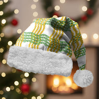 Aloha Hawaii Ilima Maile Lei Christmas Santa Hat Palaka Inspired Hawaiian-plaid White