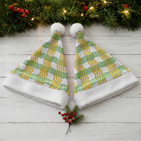 Aloha Hawaii Ilima Maile Lei Christmas Santa Hat Palaka Inspired Hawaiian-plaid White