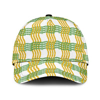 Aloha Hawaii Ilima Maile Lei Classic Cap Palaka Inspired Hawaiian-plaid White