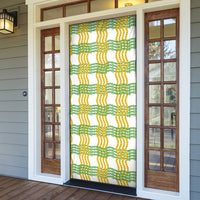 Aloha Hawaii Ilima Maile Lei Door Cover Palaka Inspired Hawaiian-plaid White