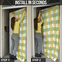 Aloha Hawaii Ilima Maile Lei Door Cover Palaka Inspired Hawaiian-plaid White