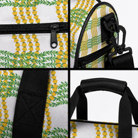 Aloha Hawaii Ilima Maile Lei Duffle Bag Palaka Inspired Hawaiian-plaid White