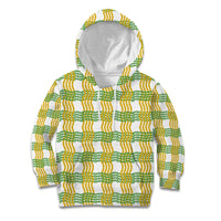 Aloha Hawaii Ilima Maile Lei Kid Hoodie Palaka Inspired Hawaiian-plaid White