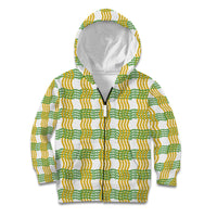 Aloha Hawaii Ilima Maile Lei Kid Hoodie Palaka Inspired Hawaiian-plaid White
