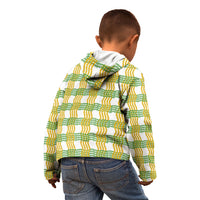 Aloha Hawaii Ilima Maile Lei Kid Hoodie Palaka Inspired Hawaiian-plaid White