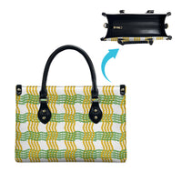 Aloha Hawaii Ilima Maile Lei Leather Bag Palaka Inspired Hawaiian-plaid White