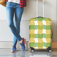 Aloha Hawaii Ilima Maile Lei Luggage Cover Palaka Inspired Hawaiian-plaid White