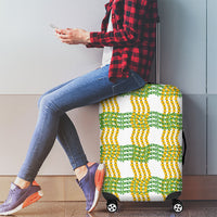 Aloha Hawaii Ilima Maile Lei Luggage Cover Palaka Inspired Hawaiian-plaid White