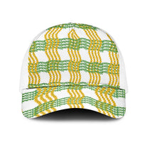 Aloha Hawaii Ilima Maile Lei Mesh Trucker Cap Palaka Inspired Hawaiian-plaid White