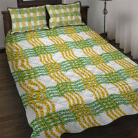 Aloha Hawaii Ilima Maile Lei Quilt Bed Set Palaka Inspired Hawaiian-plaid White