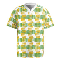 Aloha Hawaii Ilima Maile Lei Rugby Jersey Palaka Inspired Hawaiian-plaid White