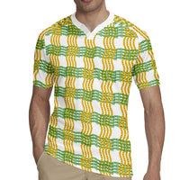 Aloha Hawaii Ilima Maile Lei Rugby Jersey Palaka Inspired Hawaiian-plaid White