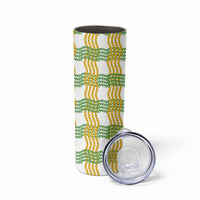 Aloha Hawaii Ilima Maile Lei Skinny Tumbler Palaka Inspired Hawaiian-plaid White