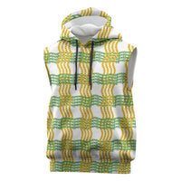 Aloha Hawaii Ilima Maile Lei Sleeveless Hoodie Palaka Inspired Hawaiian-plaid White