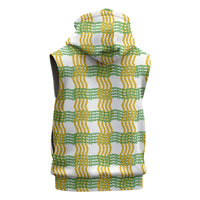 Aloha Hawaii Ilima Maile Lei Sleeveless Hoodie Palaka Inspired Hawaiian-plaid White