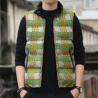 Aloha Hawaii Ilima Maile Lei Sleeveless Puffer Jacket Palaka Inspired Hawaiian-plaid White