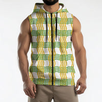 Aloha Hawaii Ilima Maile Lei Sleeveless Zip Hoodie Palaka Inspired Hawaiian-plaid White