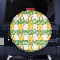 Aloha Hawaii Ilima Maile Lei Spare Tire Cover Palaka Inspired Hawaiian-plaid White