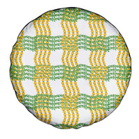 Aloha Hawaii Ilima Maile Lei Spare Tire Cover Palaka Inspired Hawaiian-plaid White