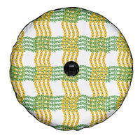 Aloha Hawaii Ilima Maile Lei Spare Tire Cover Palaka Inspired Hawaiian-plaid White
