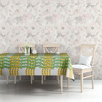Aloha Hawaii Ilima Maile Lei Tablecloth Palaka Inspired Hawaiian-plaid White