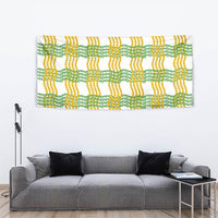 Aloha Hawaii Ilima Maile Lei Tapestry Palaka Inspired Hawaiian-plaid White