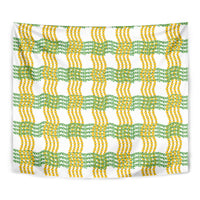 Aloha Hawaii Ilima Maile Lei Tapestry Palaka Inspired Hawaiian-plaid White