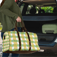 Aloha Hawaii Ilima Maile Lei Travel Bag Palaka Inspired Hawaiian-plaid White