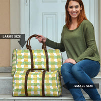 Aloha Hawaii Ilima Maile Lei Travel Bag Palaka Inspired Hawaiian-plaid White