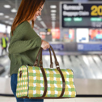 Aloha Hawaii Ilima Maile Lei Travel Bag Palaka Inspired Hawaiian-plaid White