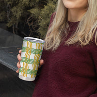 Aloha Hawaii Ilima Maile Lei Tumbler Cup Palaka Inspired Hawaiian-plaid White