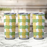 Aloha Hawaii Ilima Maile Lei Tumbler Cup Palaka Inspired Hawaiian-plaid White