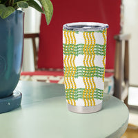 Aloha Hawaii Ilima Maile Lei Tumbler Cup Palaka Inspired Hawaiian-plaid White