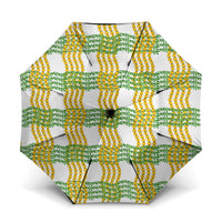 Aloha Hawaii Ilima Maile Lei Umbrella Palaka Inspired Hawaiian-plaid White