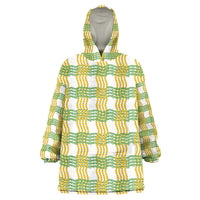 Aloha Hawaii Ilima Maile Lei Wearable Blanket Hoodie Palaka Inspired Hawaiian-plaid White
