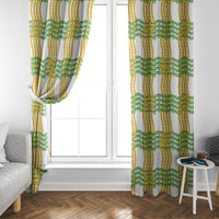 Aloha Hawaii Ilima Maile Lei Window Curtain Palaka Inspired Hawaiian-plaid White