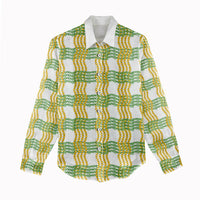 Aloha Hawaii Ilima Maile Lei Women Casual Shirt Palaka Inspired Hawaiian-plaid White