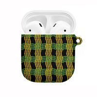 Aloha Hawaii Ilima Maile Lei AirPods Case Palaka Inspired Hawaiian-plaid Black