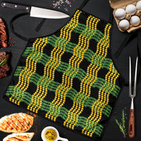 Aloha Hawaii Ilima Maile Lei Apron Palaka Inspired Hawaiian-plaid Black