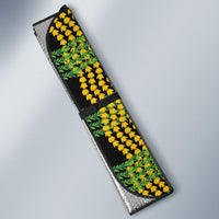 Aloha Hawaii Ilima Maile Lei Auto Sun Shade Palaka Inspired Hawaiian-plaid Black
