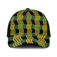 Aloha Hawaii Ilima Maile Lei Baseball Net Cap Palaka Inspired Hawaiian-plaid Black