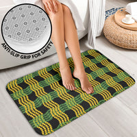 Aloha Hawaii Ilima Maile Lei Bathroom Set Palaka Inspired Hawaiian-plaid Black