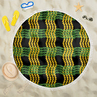 Aloha Hawaii Ilima Maile Lei Beach Blanket Palaka Inspired Hawaiian-plaid Black