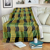 Aloha Hawaii Ilima Maile Lei Blanket Palaka Inspired Hawaiian-plaid Black