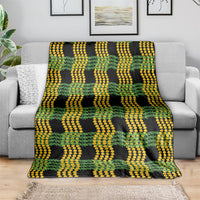 Aloha Hawaii Ilima Maile Lei Blanket Palaka Inspired Hawaiian-plaid Black