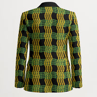 Aloha Hawaii Ilima Maile Lei Blazer Palaka Inspired Hawaiian-plaid Black