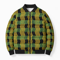 Aloha Hawaii Ilima Maile Lei Bomber Puffer Jacket Palaka Inspired Hawaiian-plaid Black