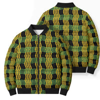 Aloha Hawaii Ilima Maile Lei Bomber Puffer Jacket Palaka Inspired Hawaiian-plaid Black