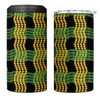 Aloha Hawaii Ilima Maile Lei 4 in 1 Can Cooler Tumbler Palaka Inspired Hawaiian-plaid Black