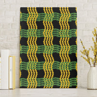 Aloha Hawaii Ilima Maile Lei Canvas Wall Art Palaka Inspired Hawaiian-plaid Black